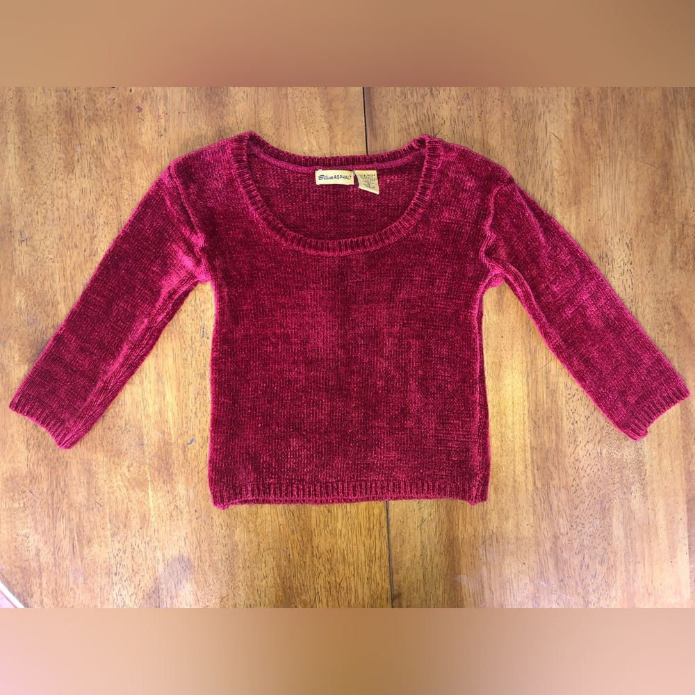 Blue Asphalt Red Crop Long Sleeve Sweater Sz S Y2K 90’s